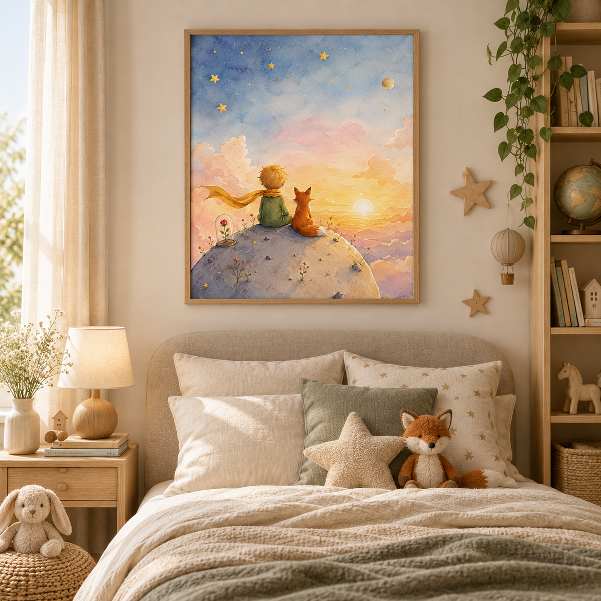 Quadro Pequeno Príncipe e Raposa no Pôr do Sol