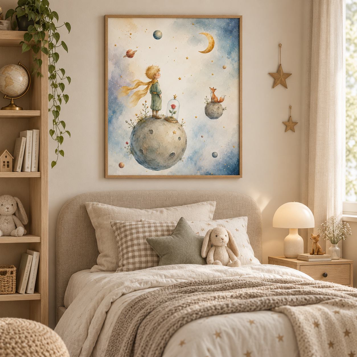 Quadro Pequeno Príncipe, Raposa e Rosa