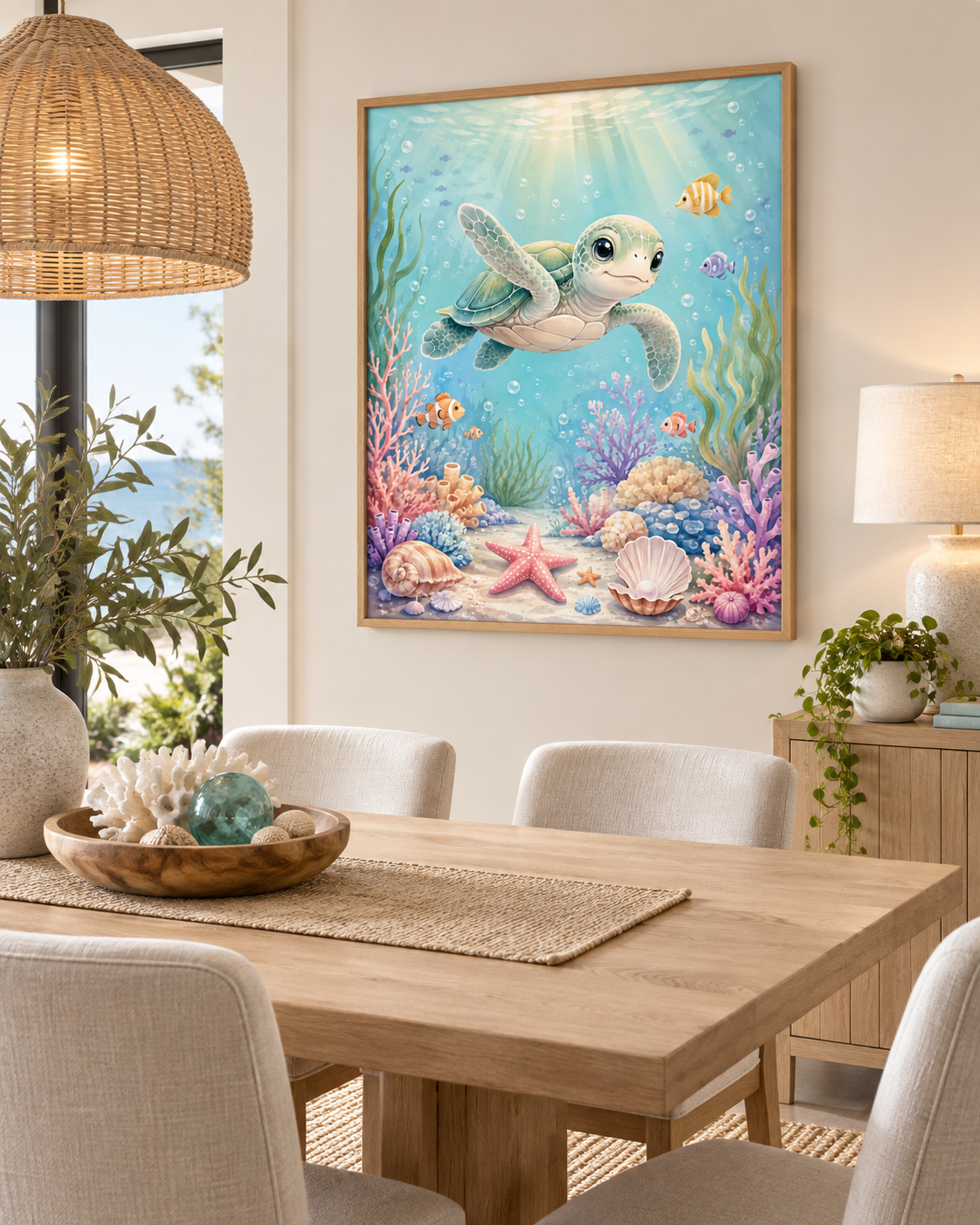 Quadro Tartaruga Marinha no Fundo do Mar