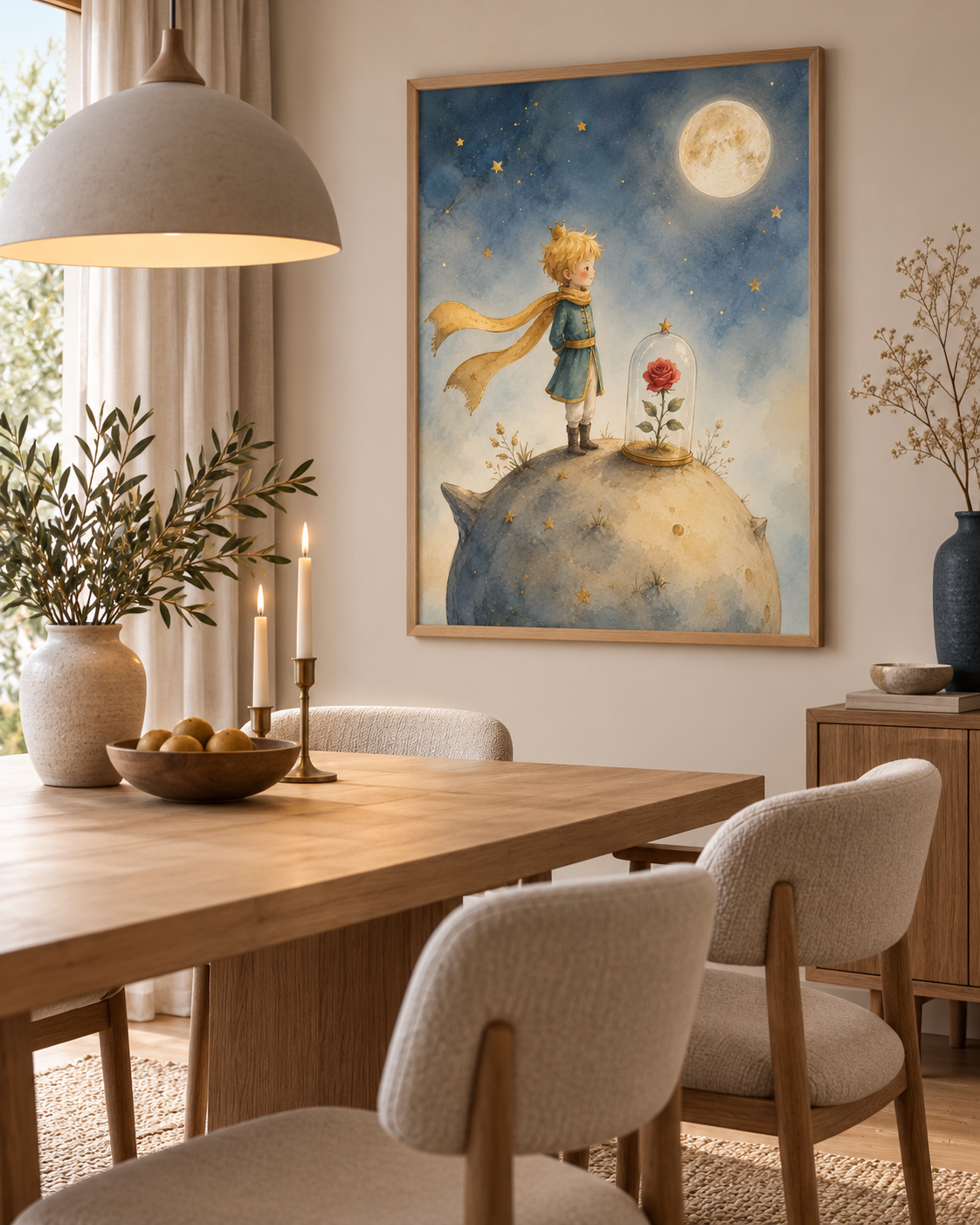 Quadro Pequeno Príncipe com Rosa