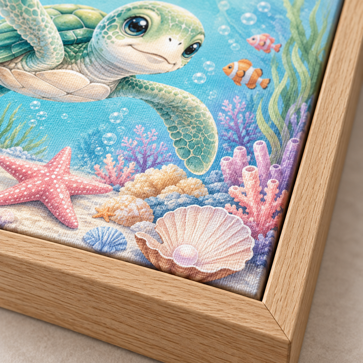 Quadro Tartaruga Marinha no Fundo do Mar