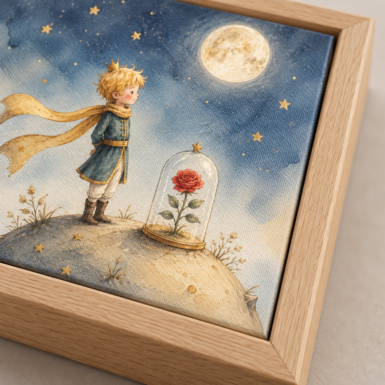 Quadro Pequeno Príncipe com Rosa