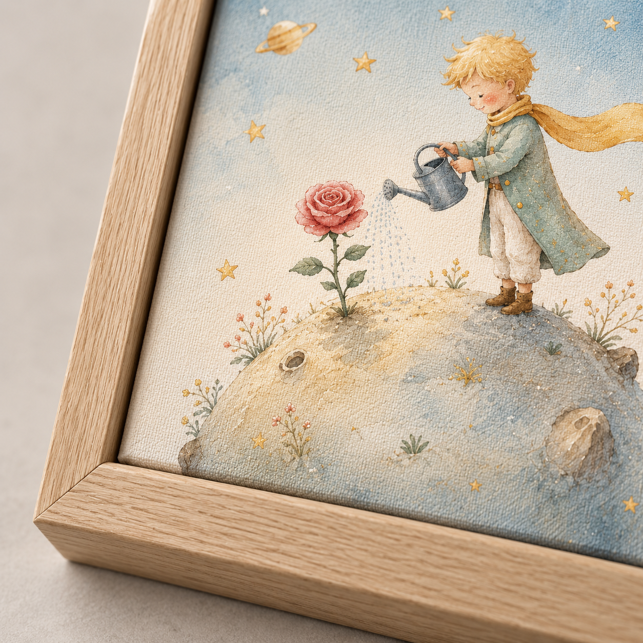 Quadro Infantil Pequeno Príncipe Regando a Rosa