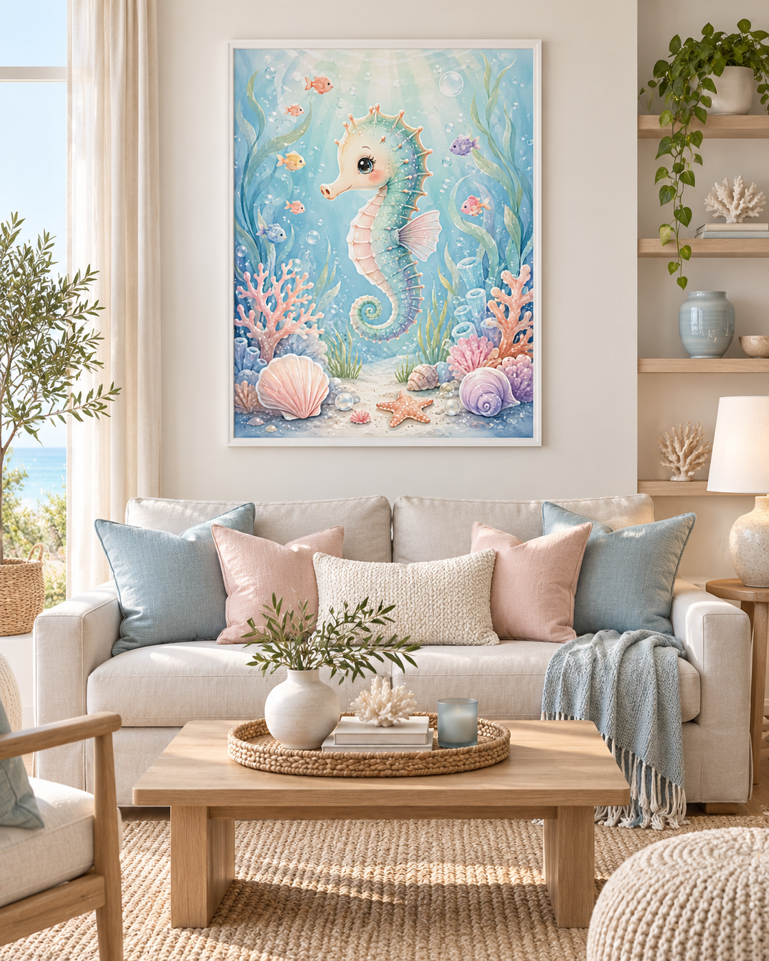 Quadro Cavalo-Marinho Fundo do Mar