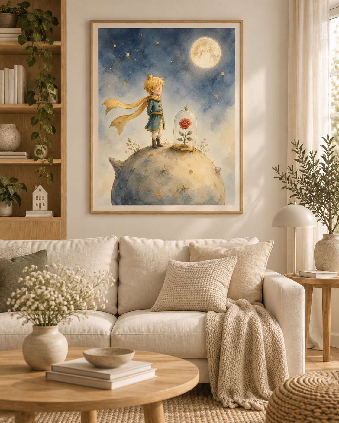 Quadro Pequeno Príncipe com Rosa