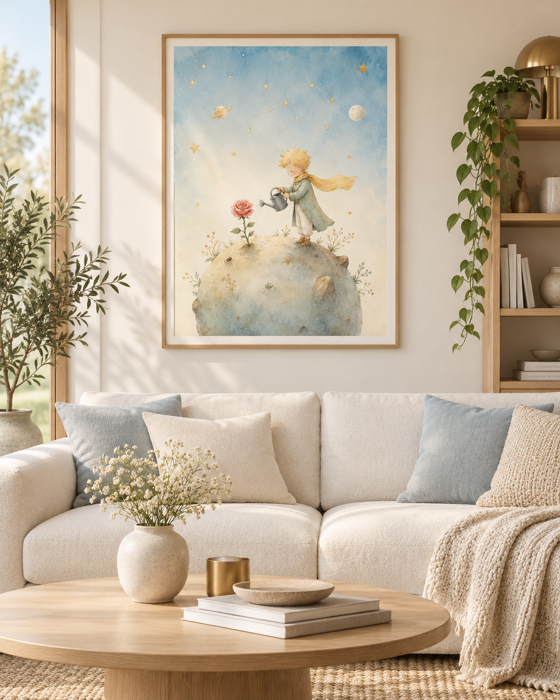Quadro Infantil Pequeno Príncipe Regando a Rosa
