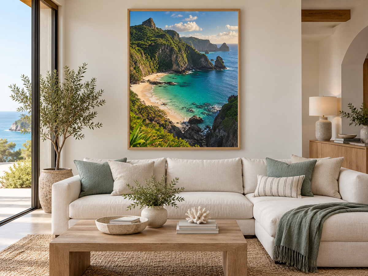 Quadro Baía Tropical com Mar Azul
