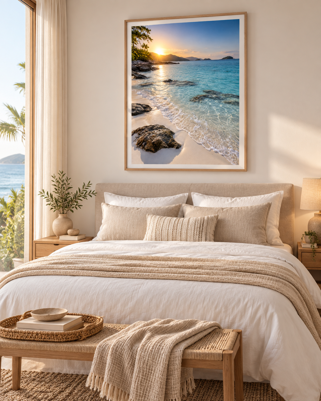 Quadro Mar Turquesa com Luz Dourada