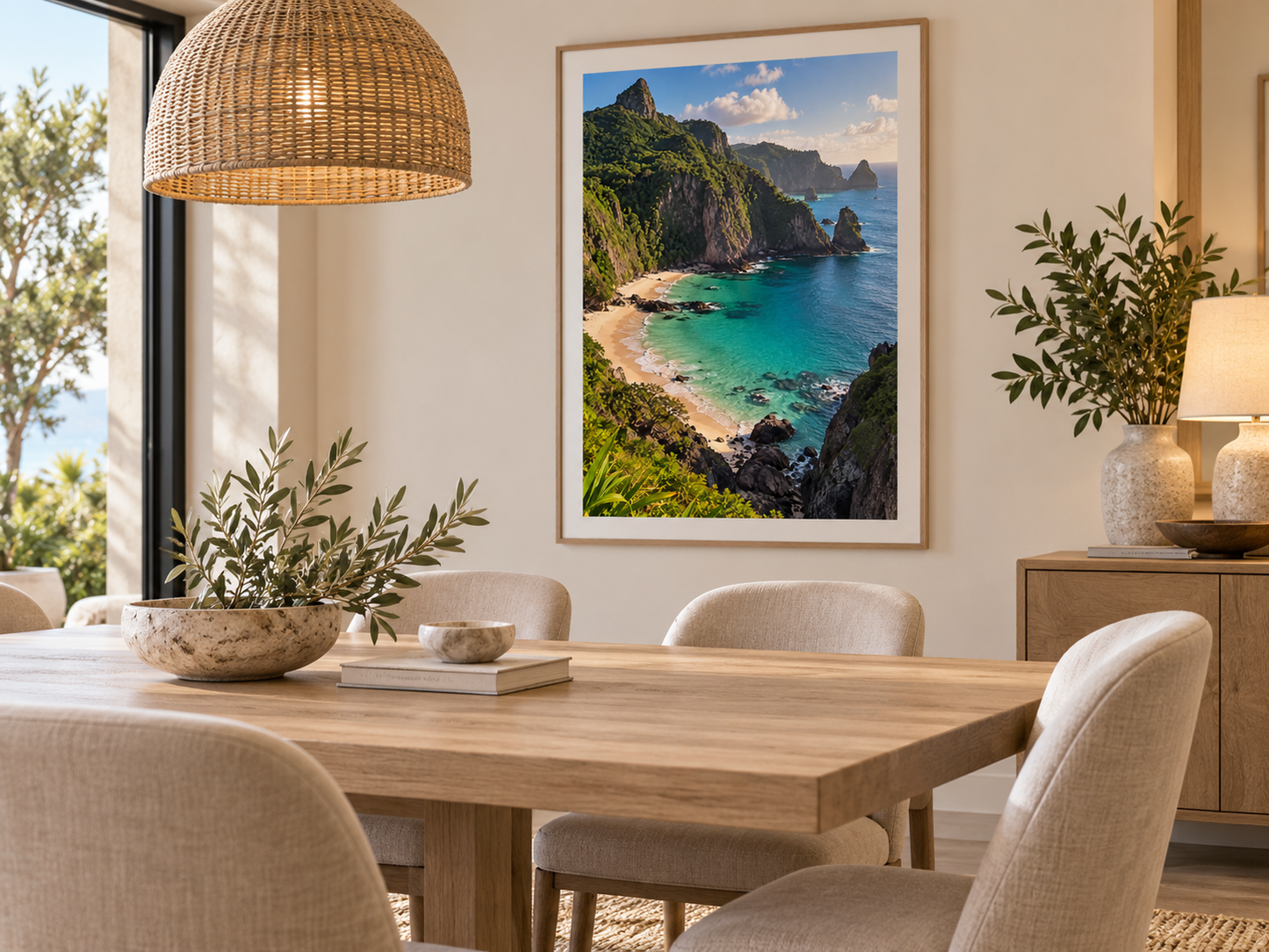 Quadro Baía Tropical com Mar Azul