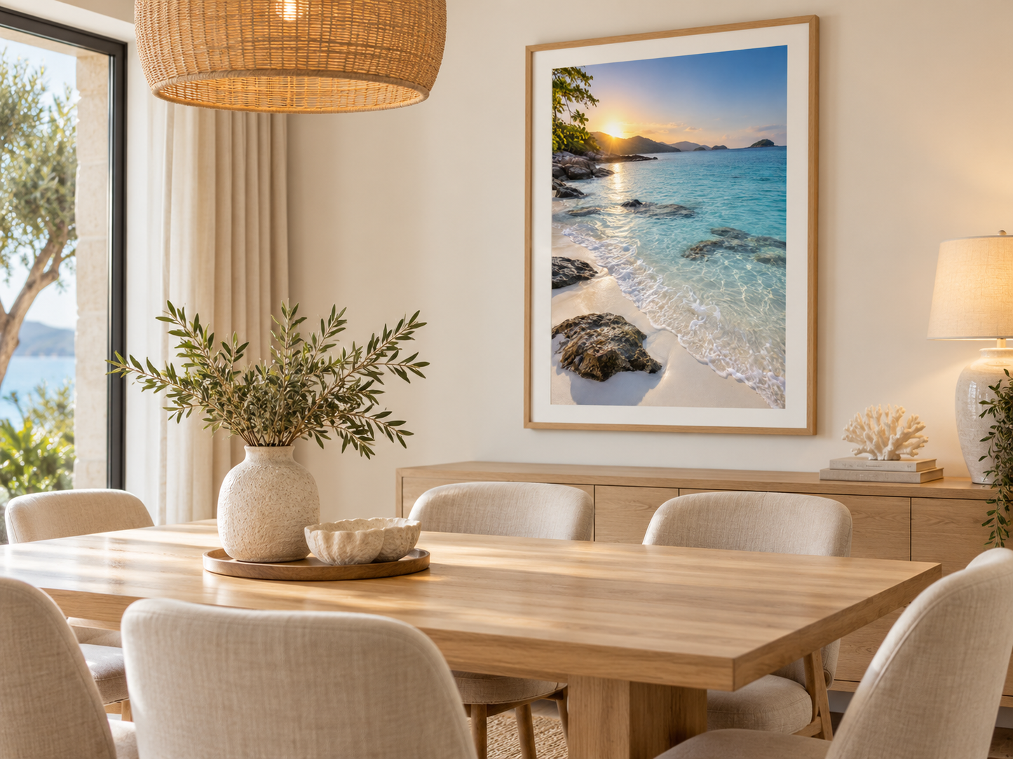 Quadro Mar Turquesa com Luz Dourada