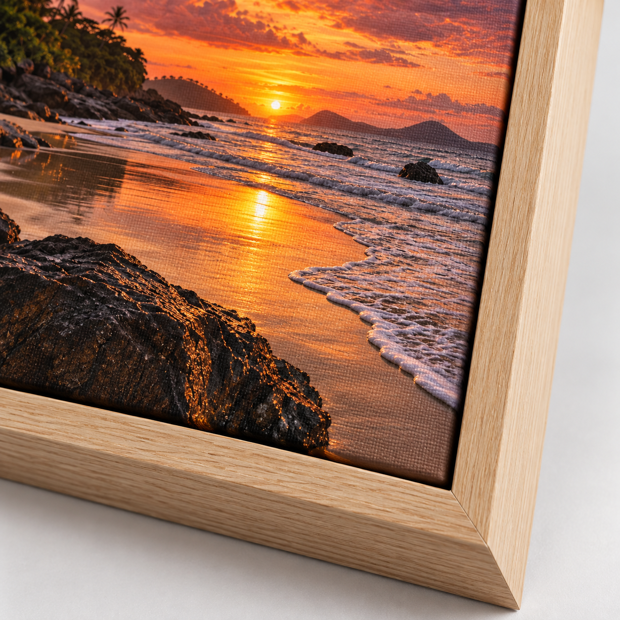 Quadro Pôr do Sol na Praia e Mar