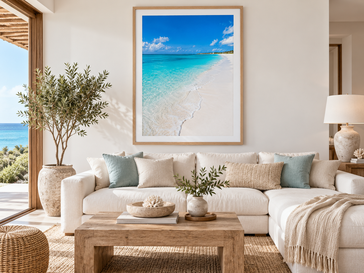 Quadro Praia de Areia Branca e Mar Turquesa
