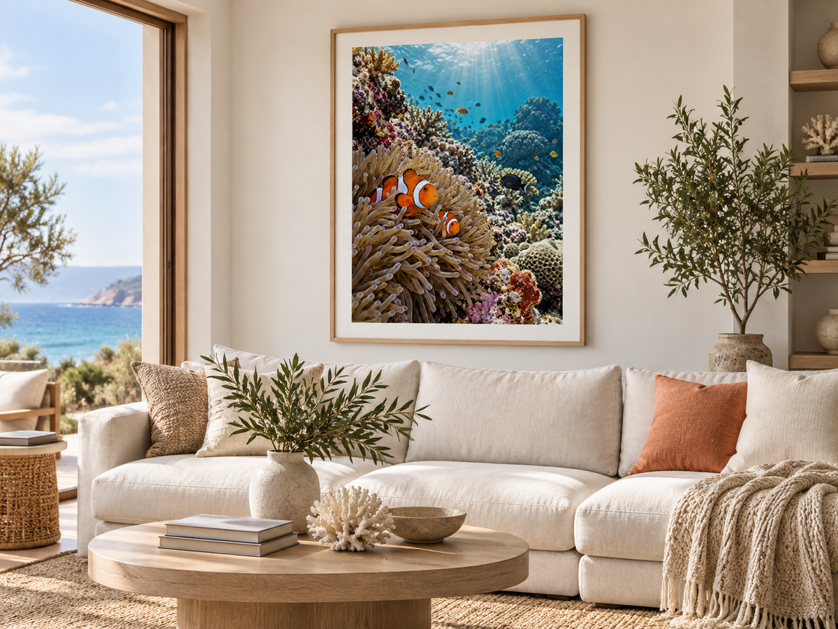 Quadro Peixes-Palhaço e Recife de Coral