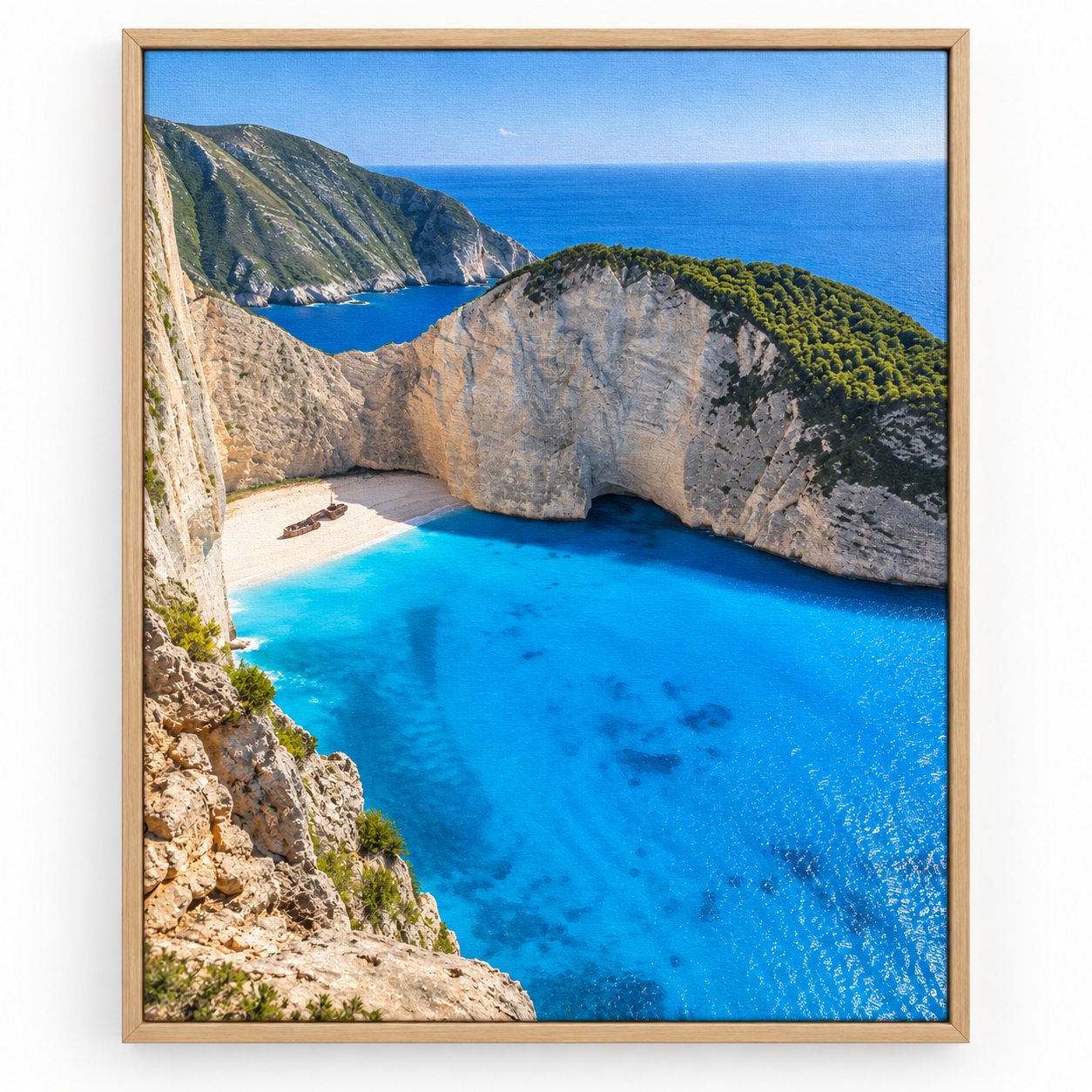 Quadro Praia entre Falésias e Navio Naufragado
