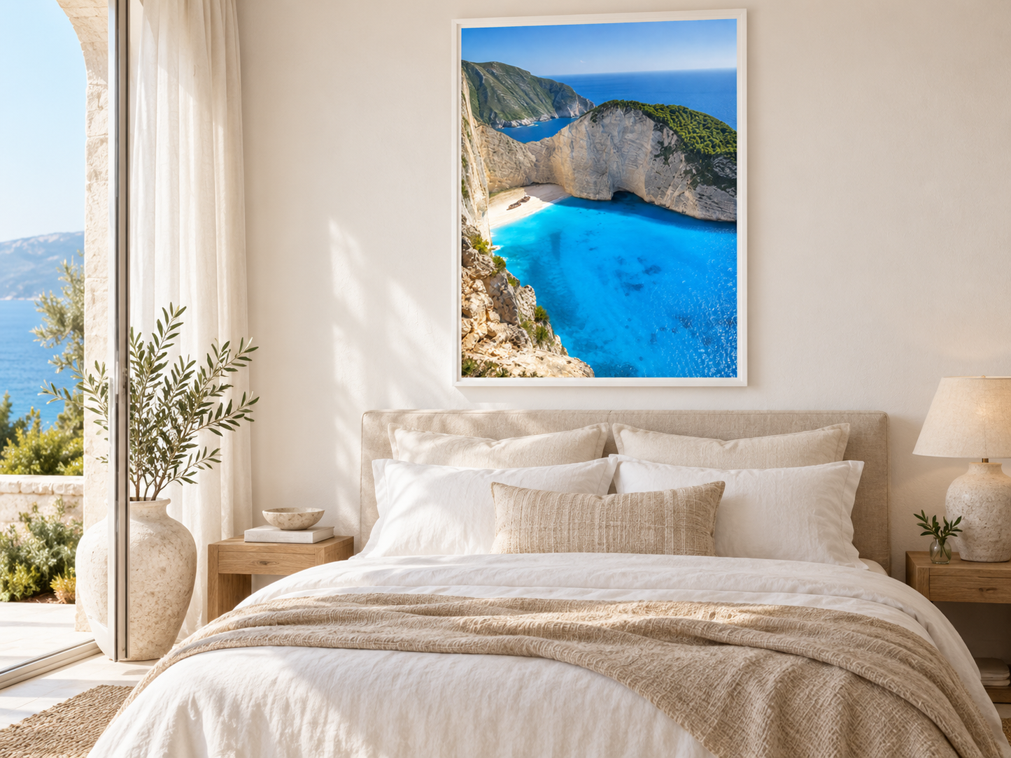 Quadro Praia entre Falésias e Navio Naufragado