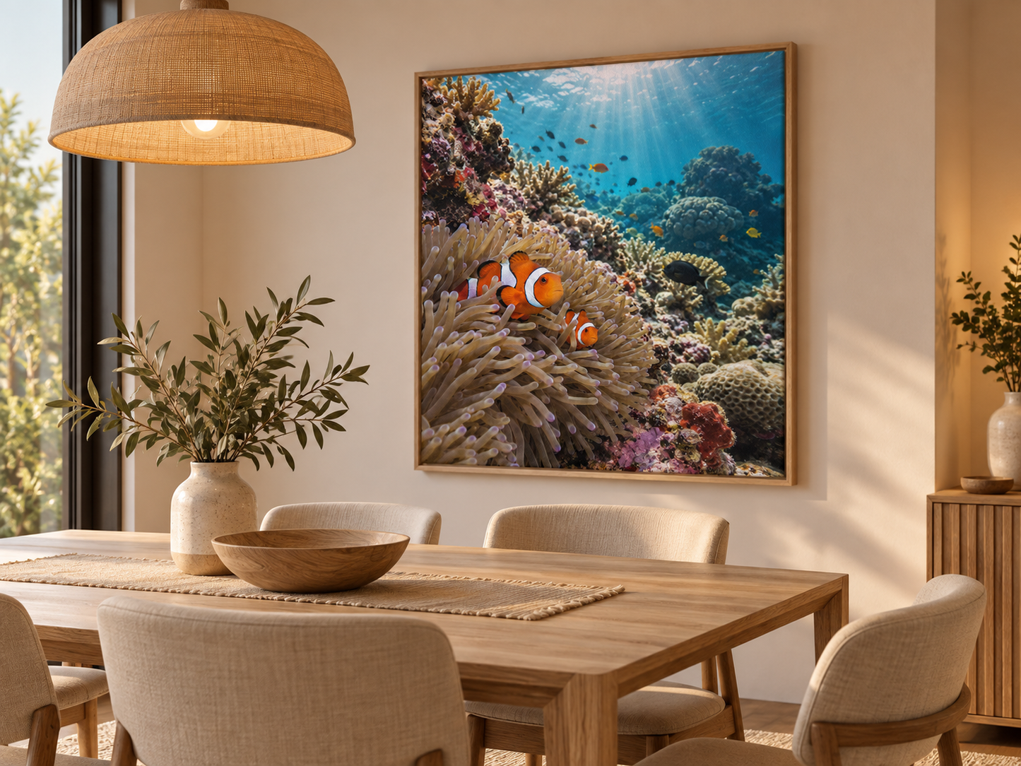 Quadro Peixes-Palhaço e Recife de Coral