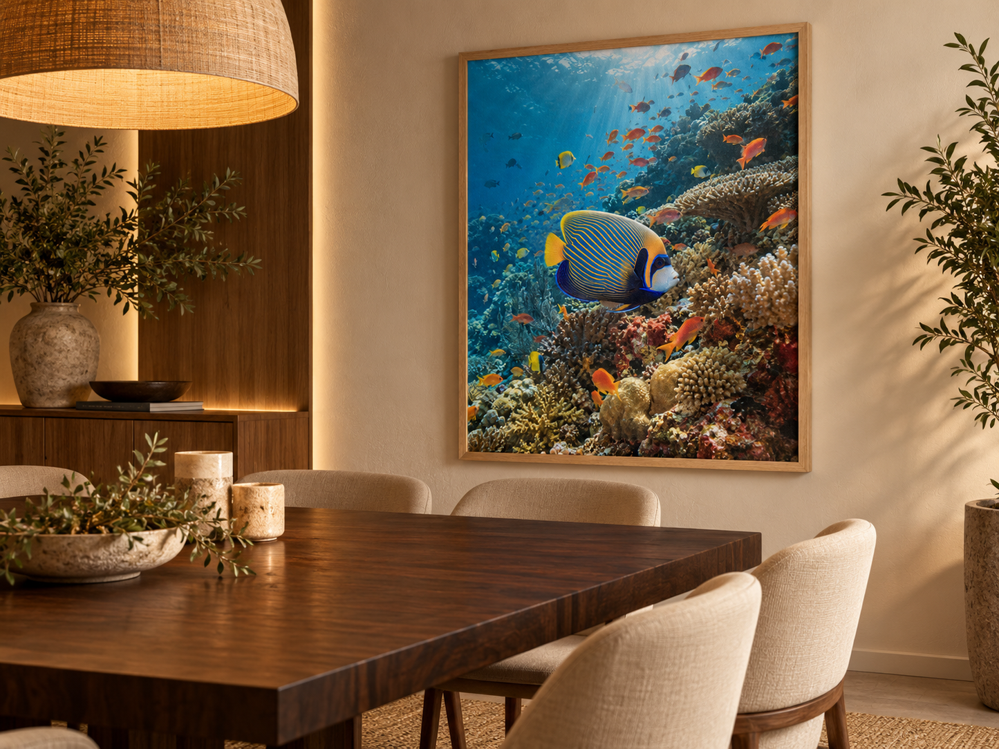 Quadro Peixe-Anjo-Imperador no Recife de Coral