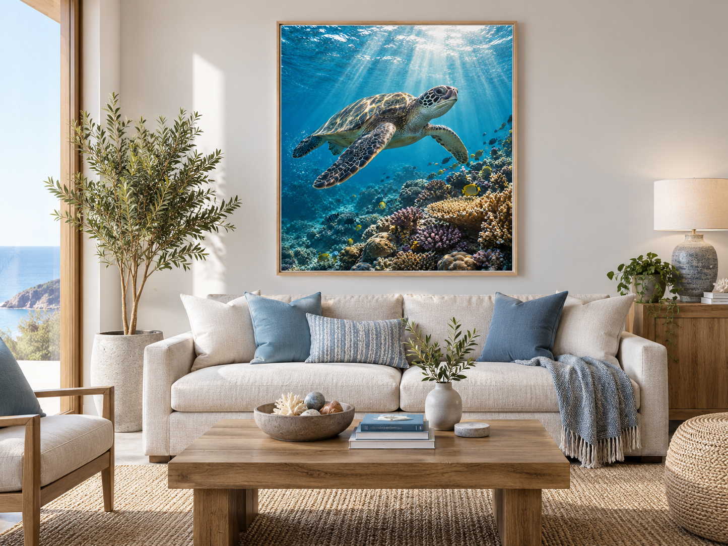 Quadro Tartaruga Marinha no Recife de Corais