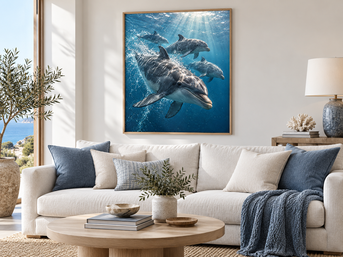 Quadro Golfinhos no Oceano