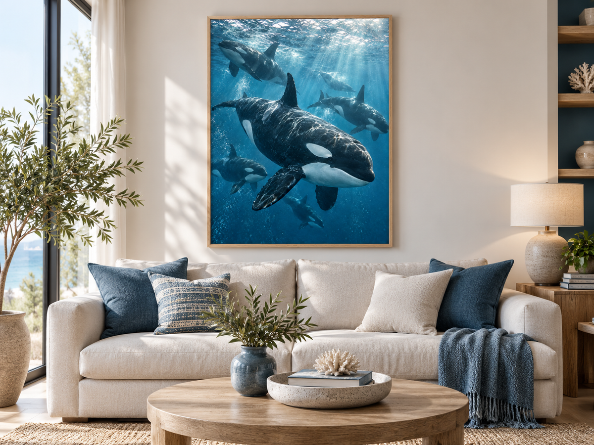 Quadro Orcas no Oceano