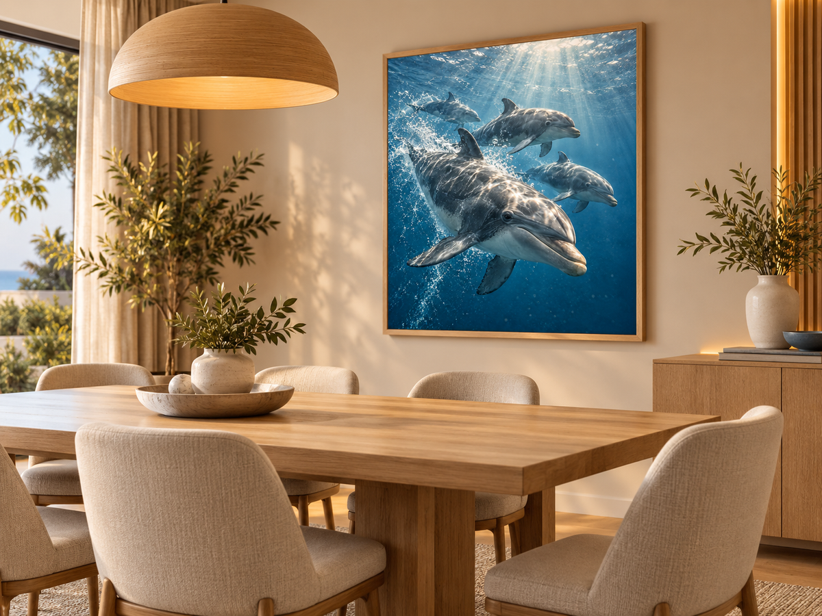 Quadro Golfinhos no Oceano