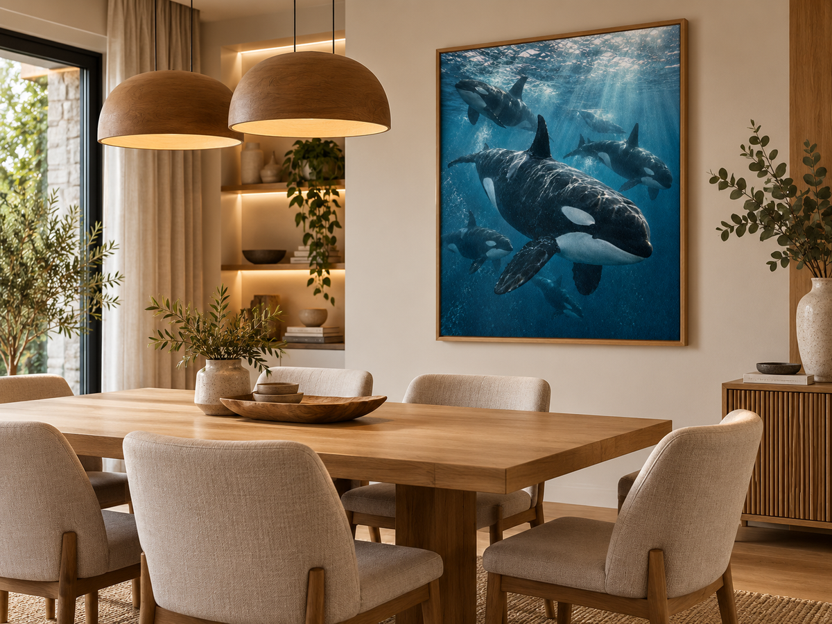 Quadro Orcas no Oceano