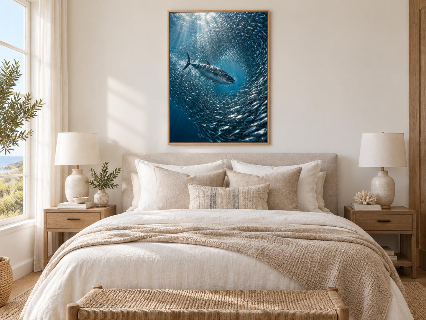 Quadro Atum e Cardume no Oceano