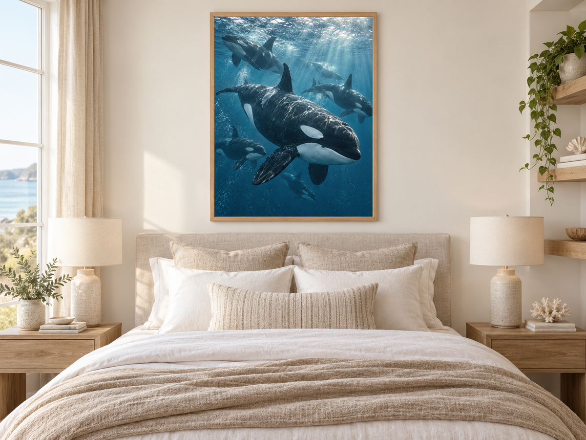 Quadro Orcas no Oceano