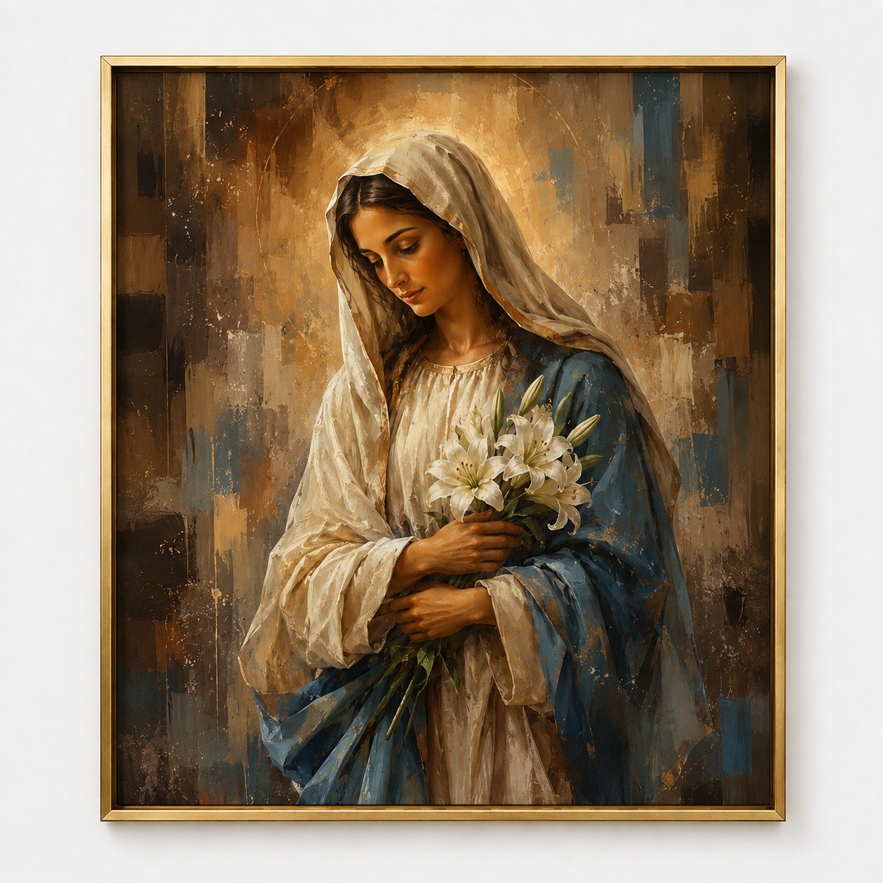 Quadro Virgem Maria com Lírios