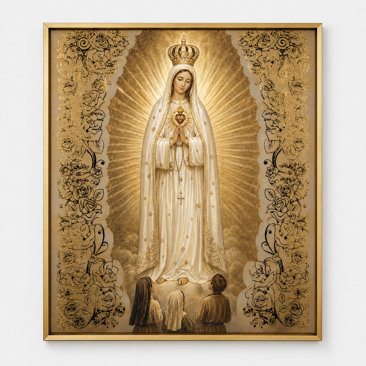 Quadro Nossa Senhora de Fátima em Dourado