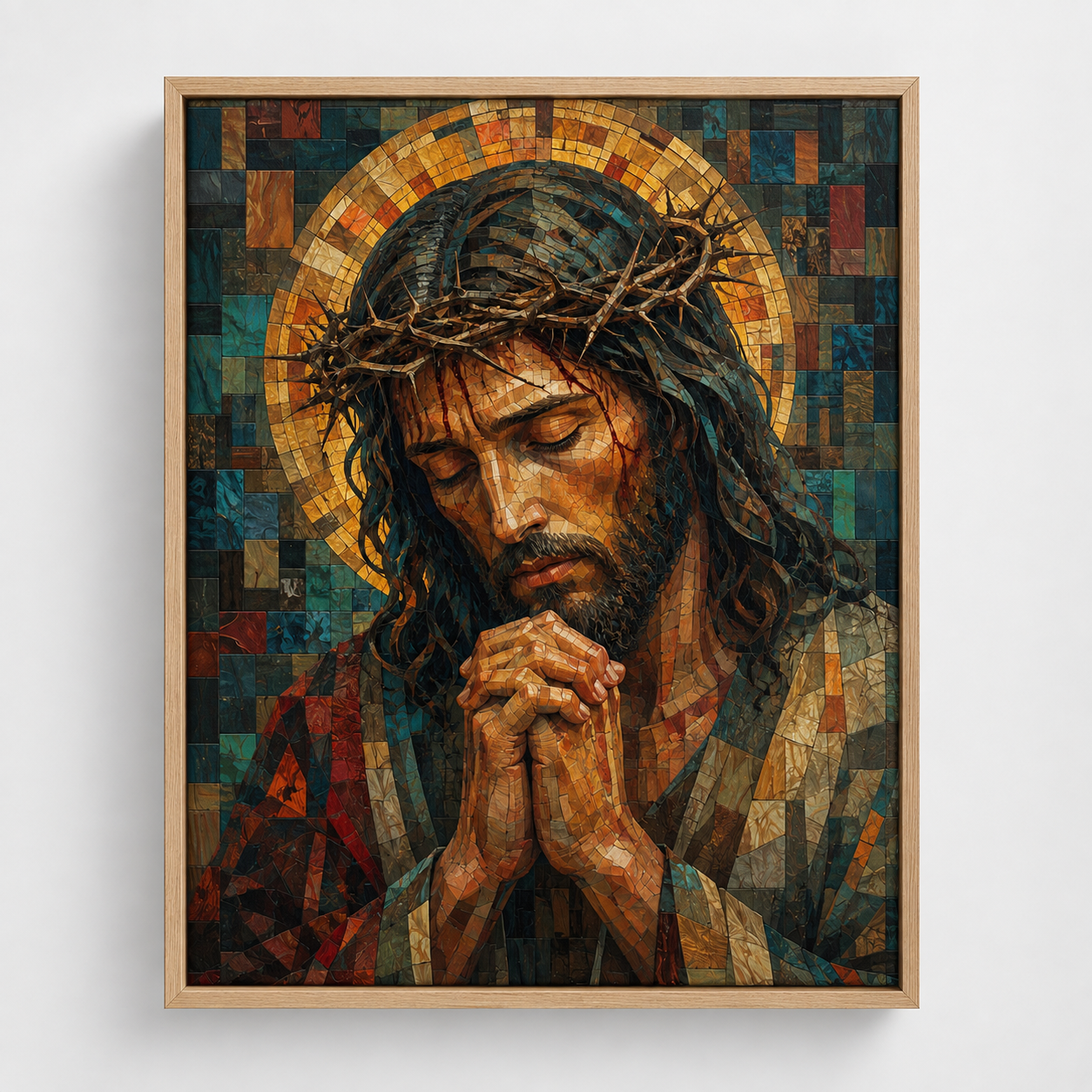 Quadro Cristo Coroado de Espinhos em Mosaico
