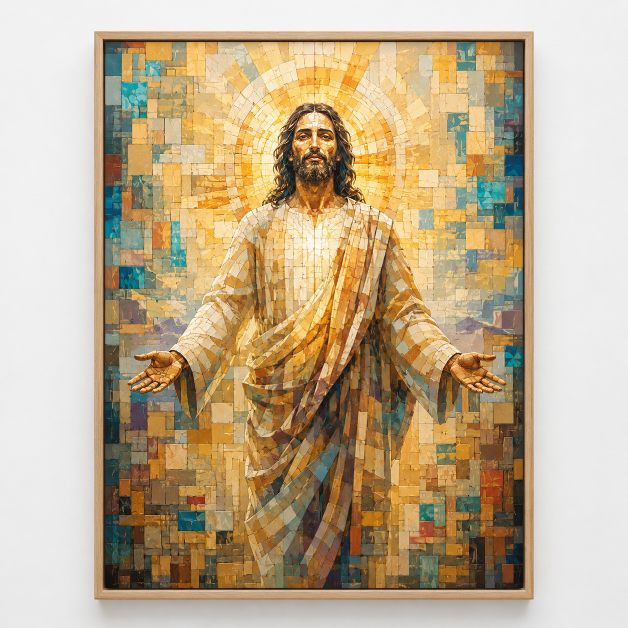 Quadro Cristo de Braços Abertos em Mosaico