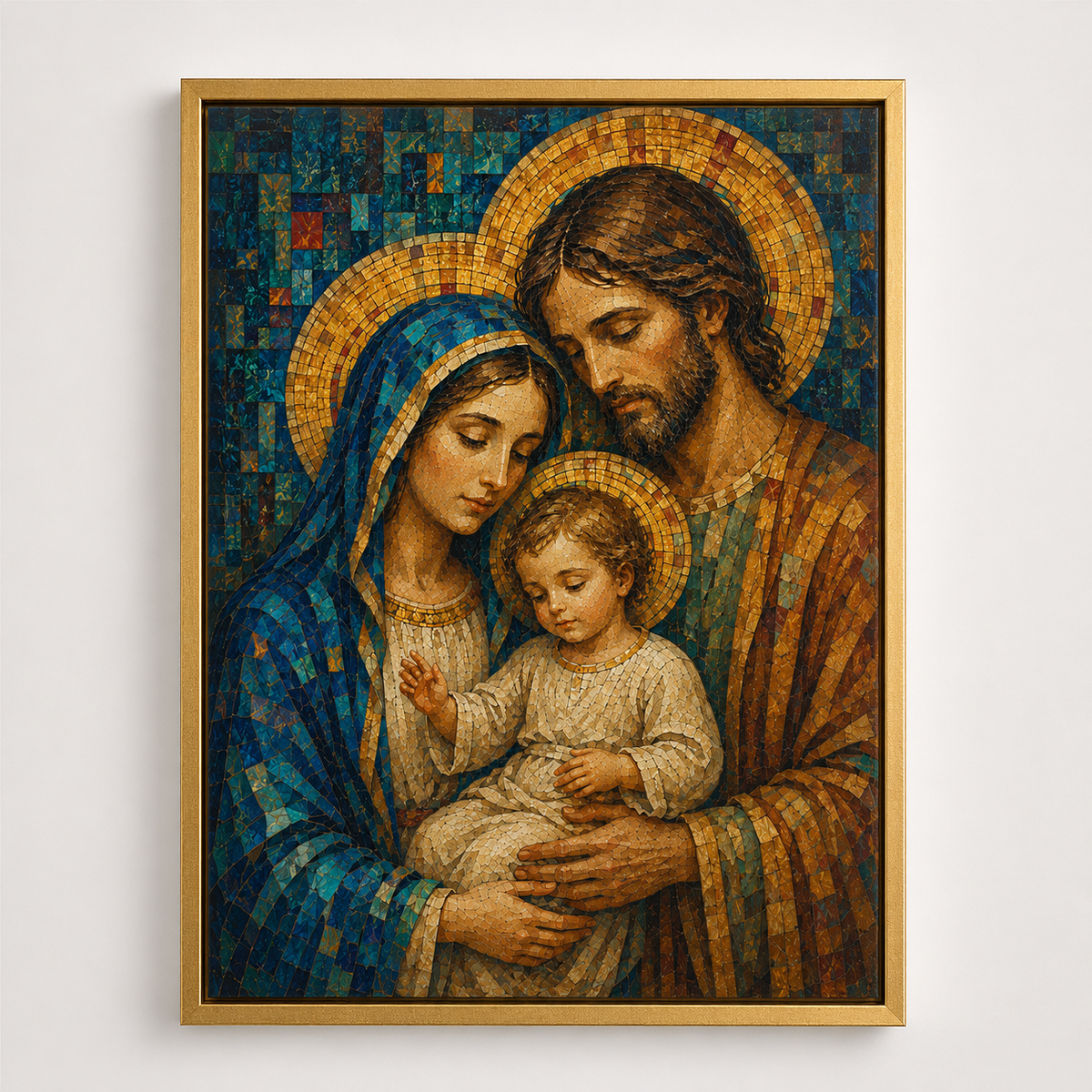 Quadro Sagrada Família em Mosaico Sereno