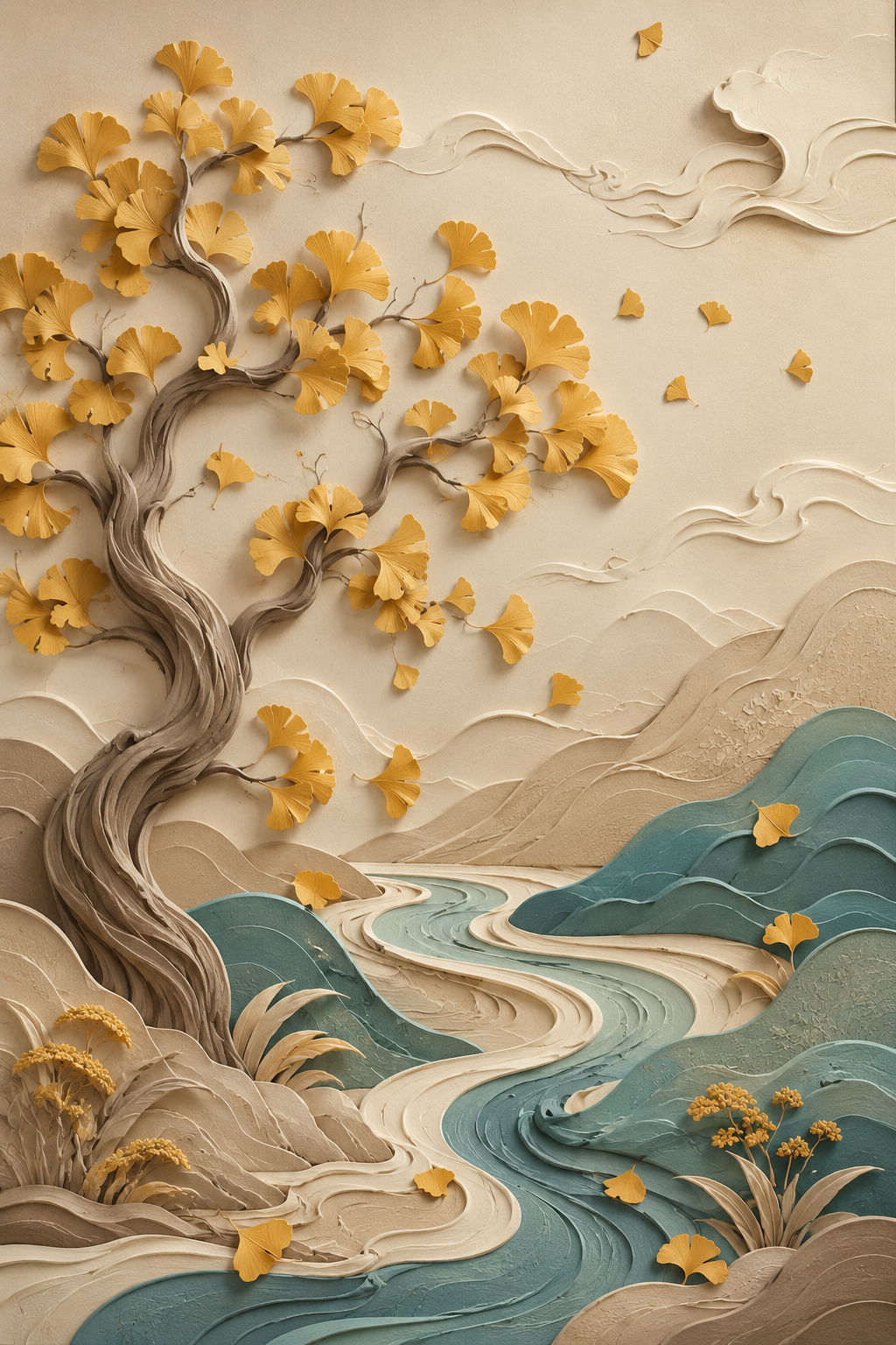 Quadro Caminho do Ginkgo Dourado