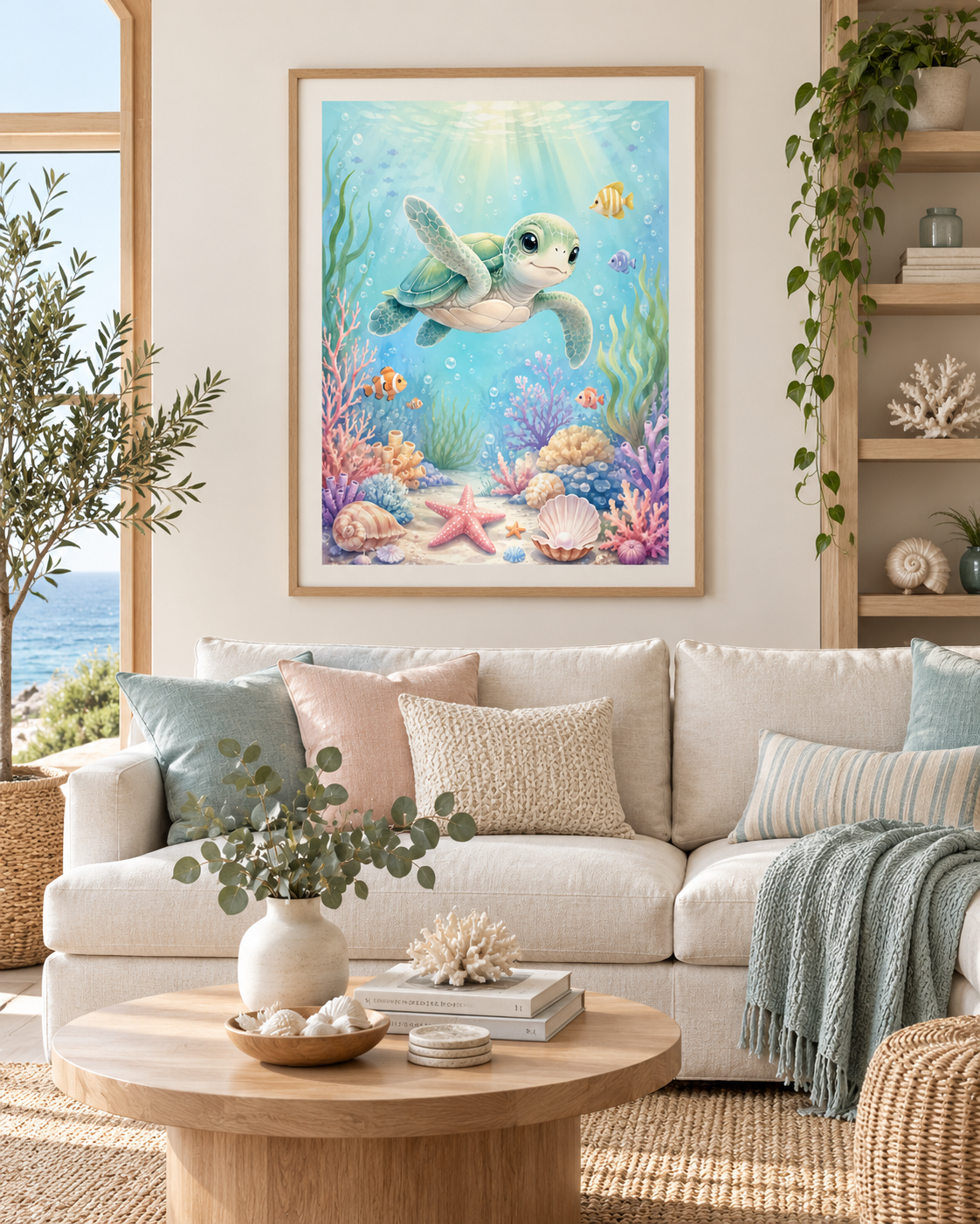 Quadro Tartaruga Marinha no Fundo do Mar