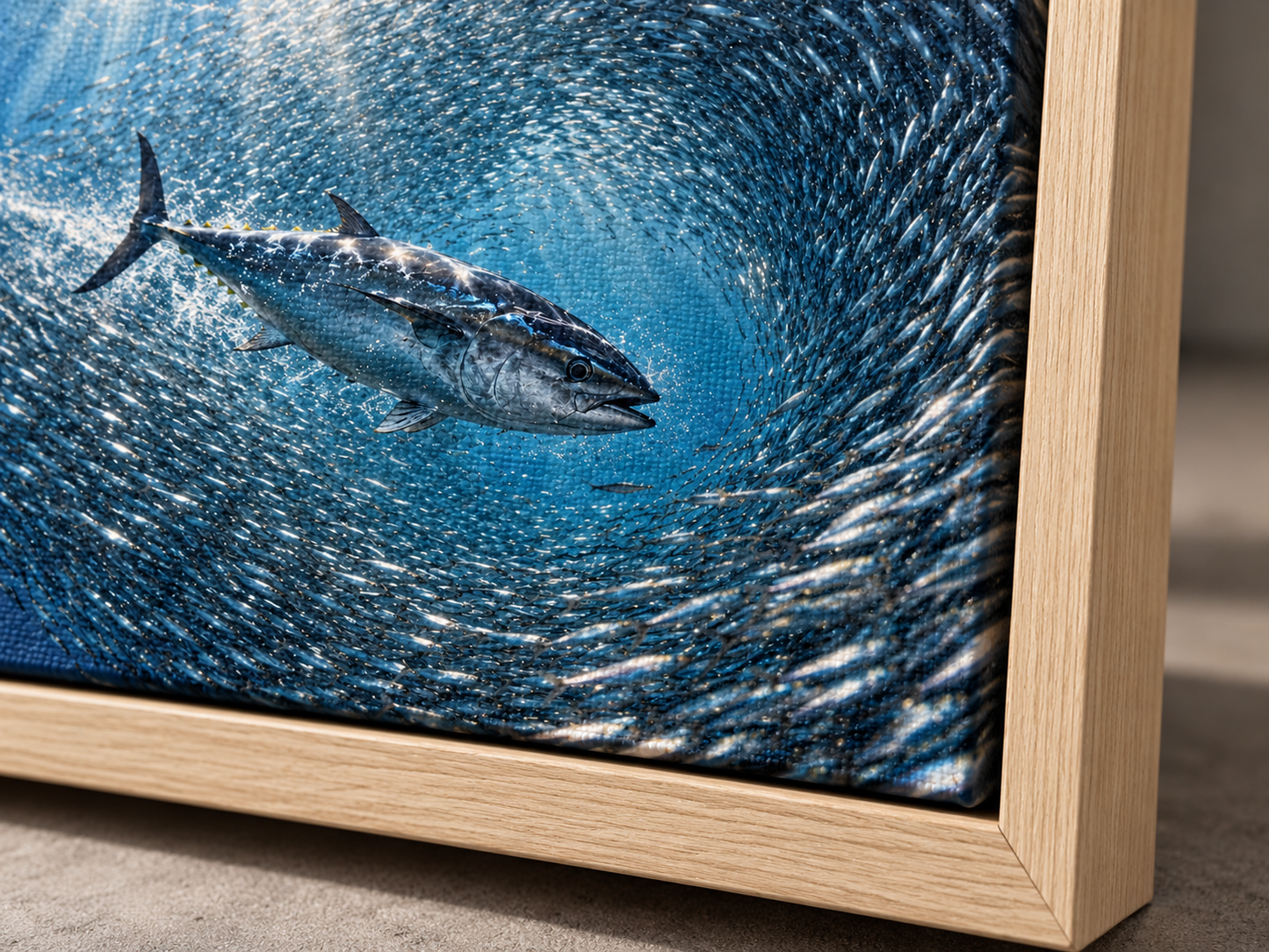 Quadro Atum e Cardume no Oceano