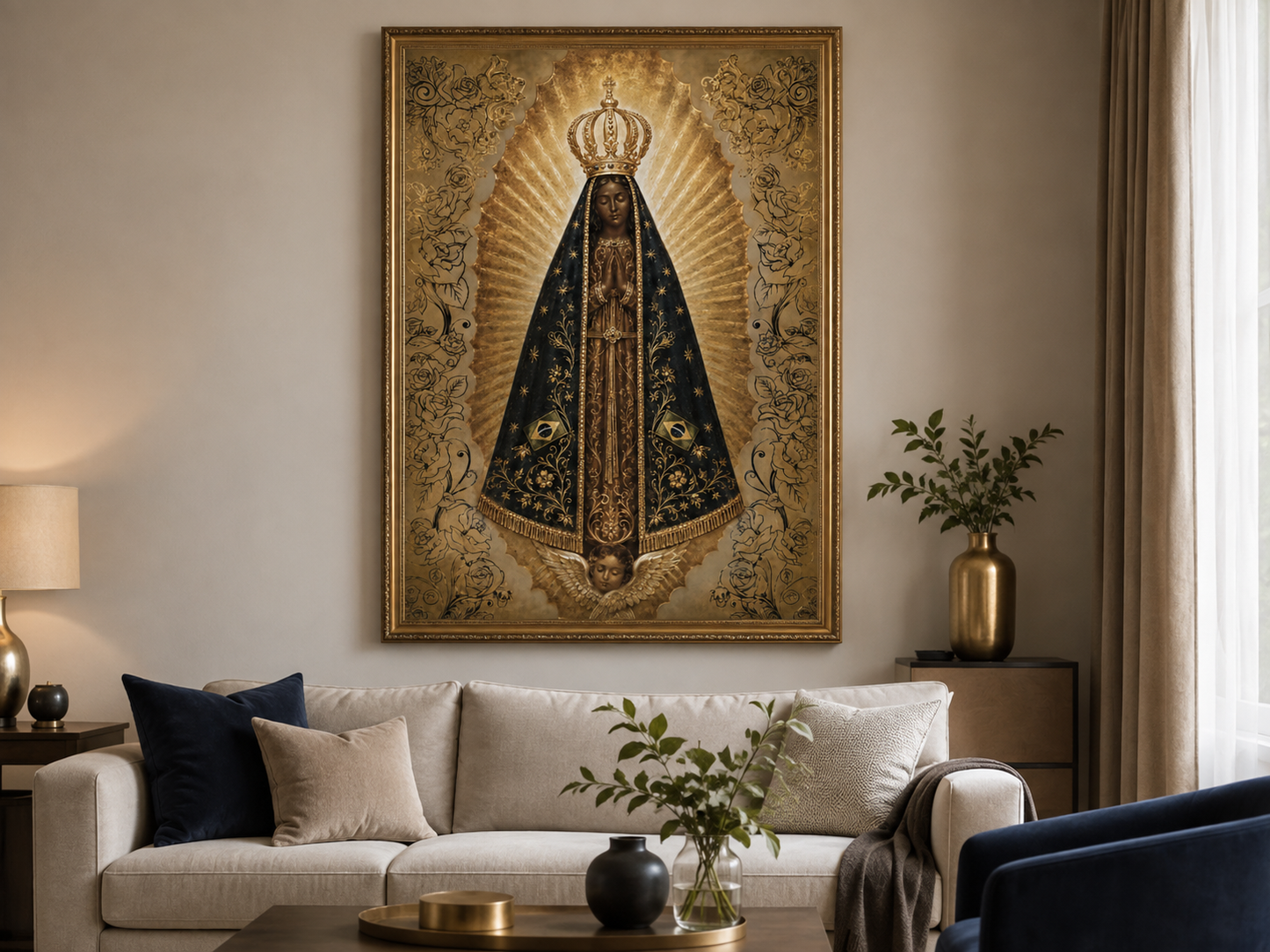 Quadro Nossa Senhora Aparecida em Dourado