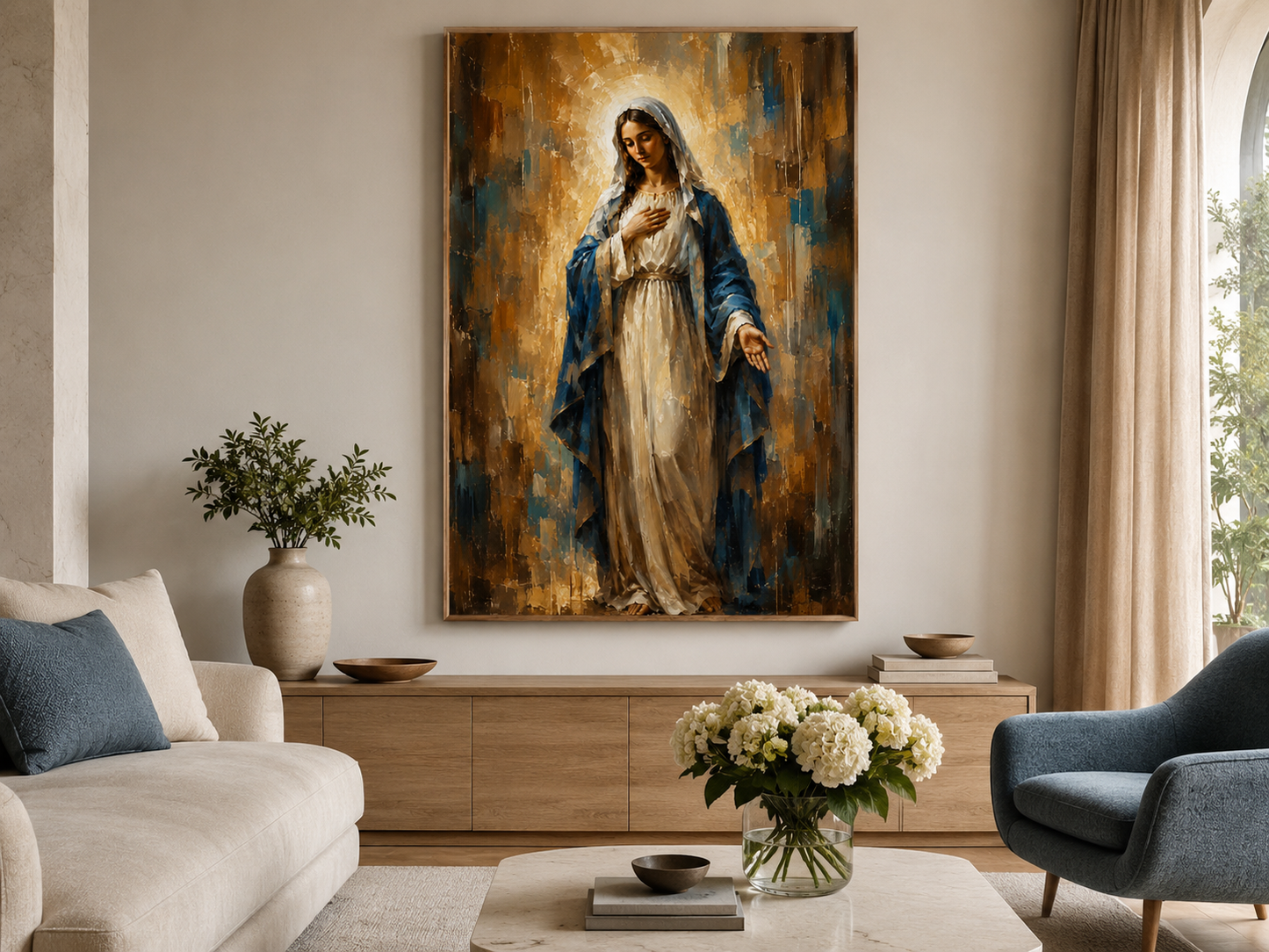 Quadro Virgem Maria em Gesto de Acolhimento