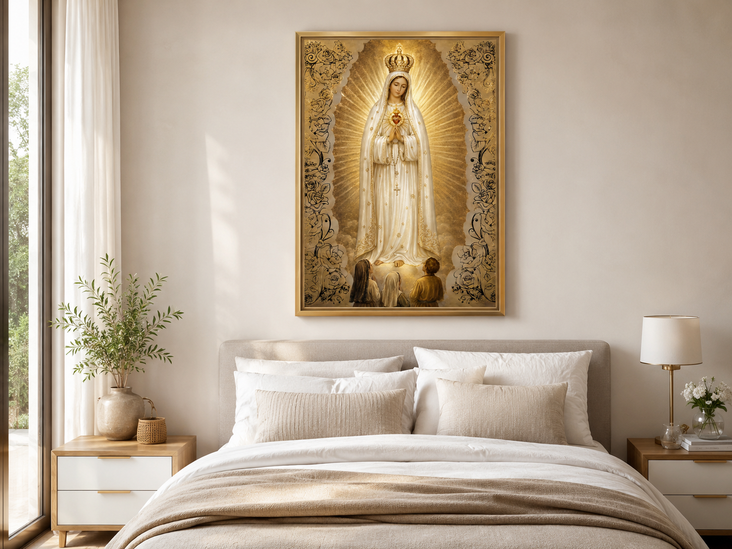 Quadro Nossa Senhora de Fátima em Dourado