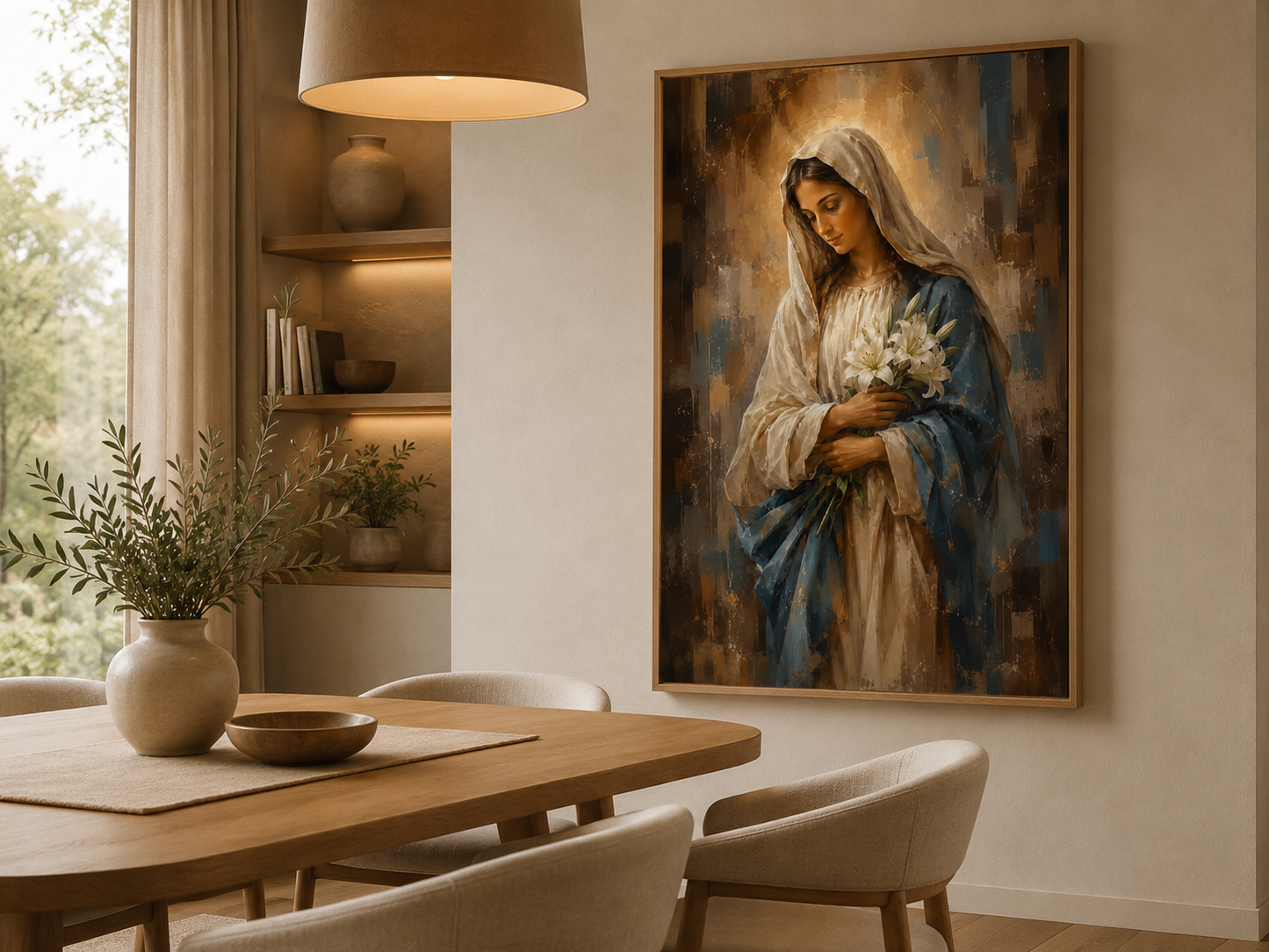 Quadro Virgem Maria com Lírios