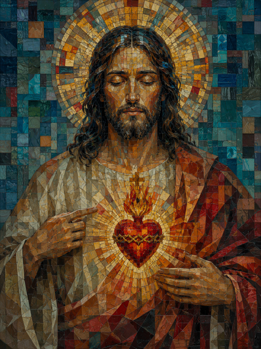 Quadro Sagrado Coração de Jesus em Mosaico