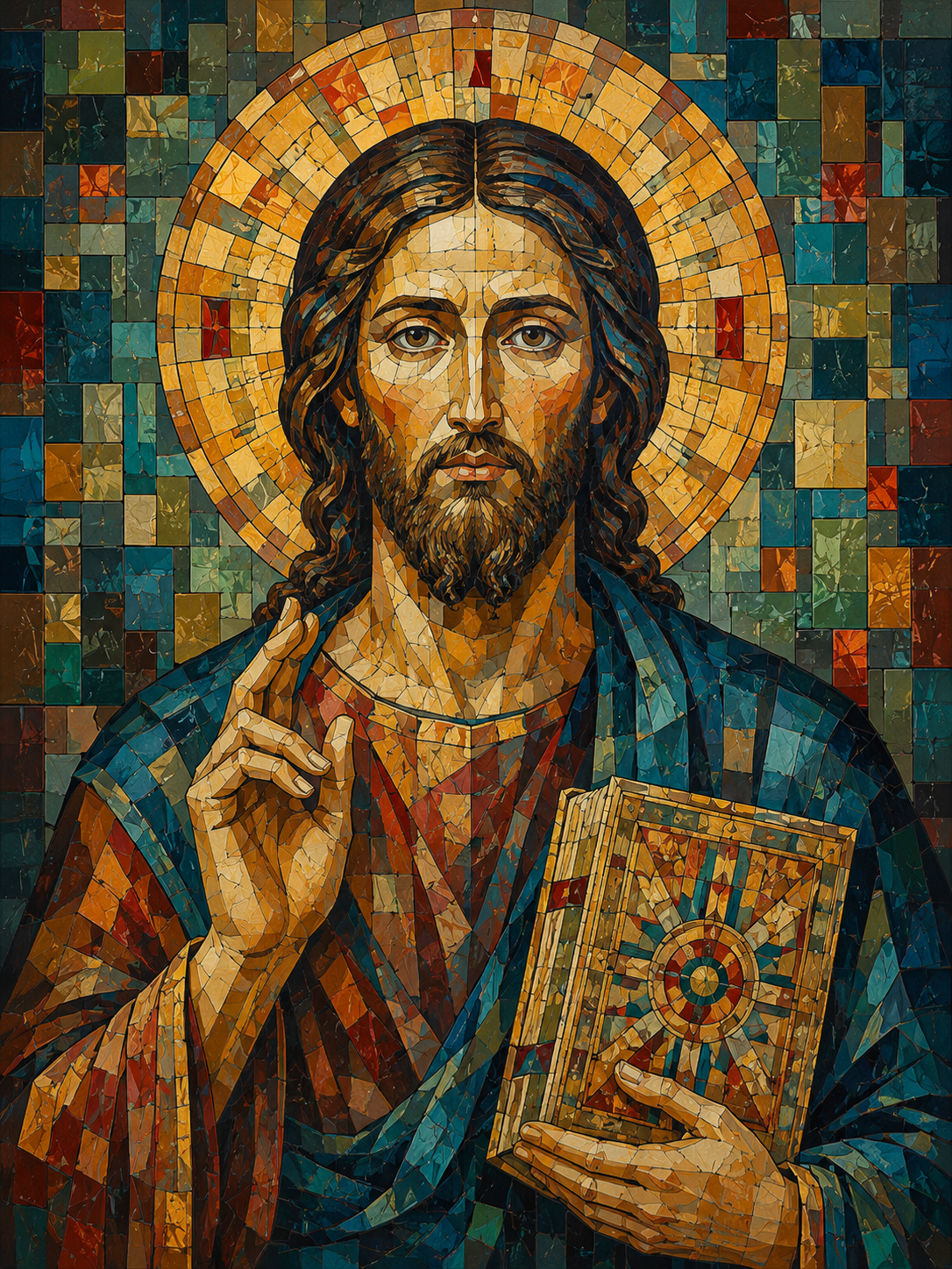 Quadro Cristo Pantocrator em Mosaico