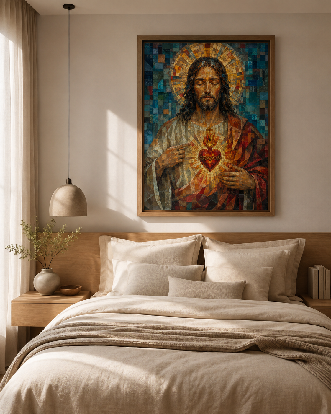 Quadro Sagrado Coração de Jesus em Mosaico