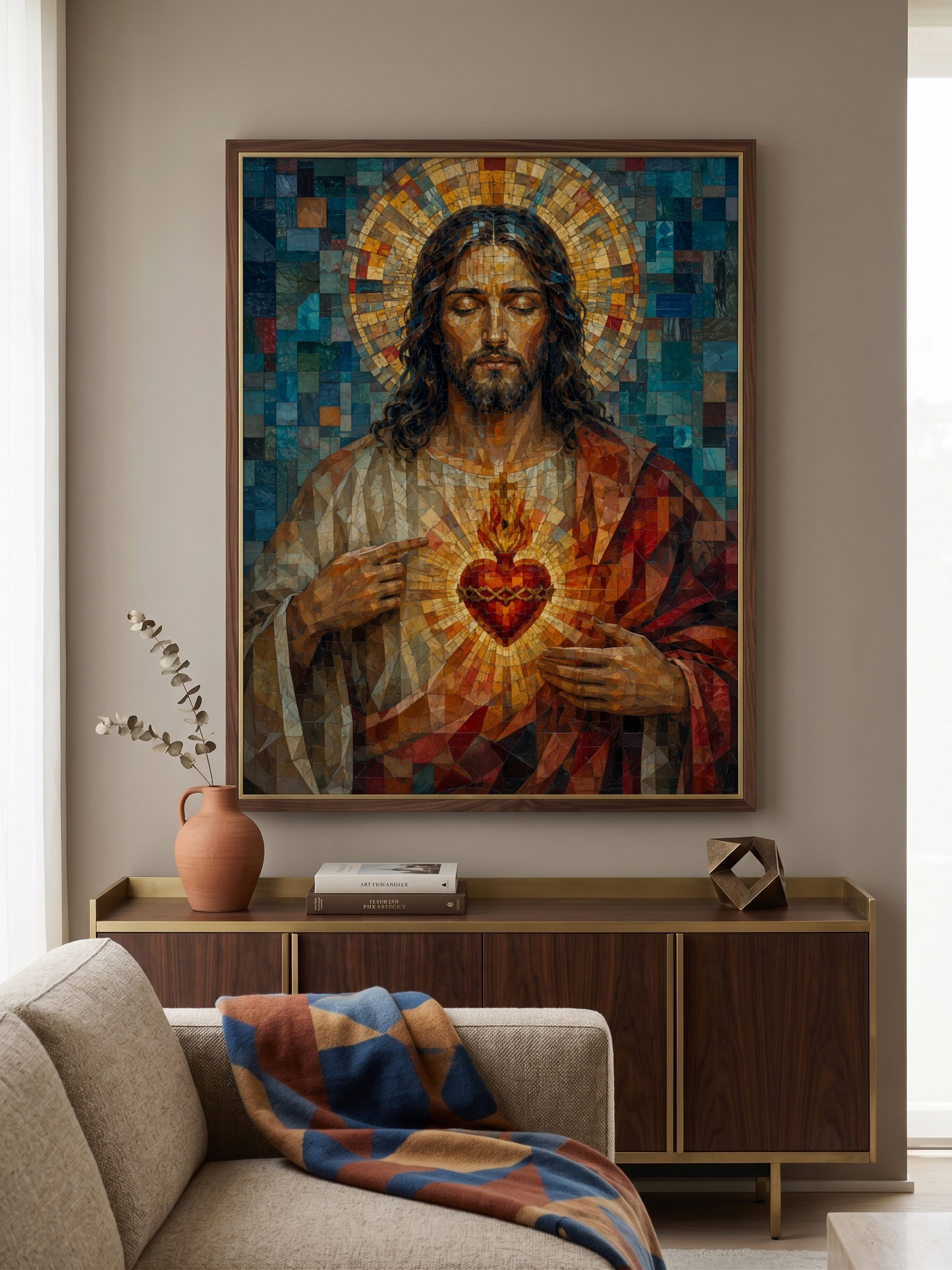 Quadro Sagrado Coração de Jesus em Mosaico