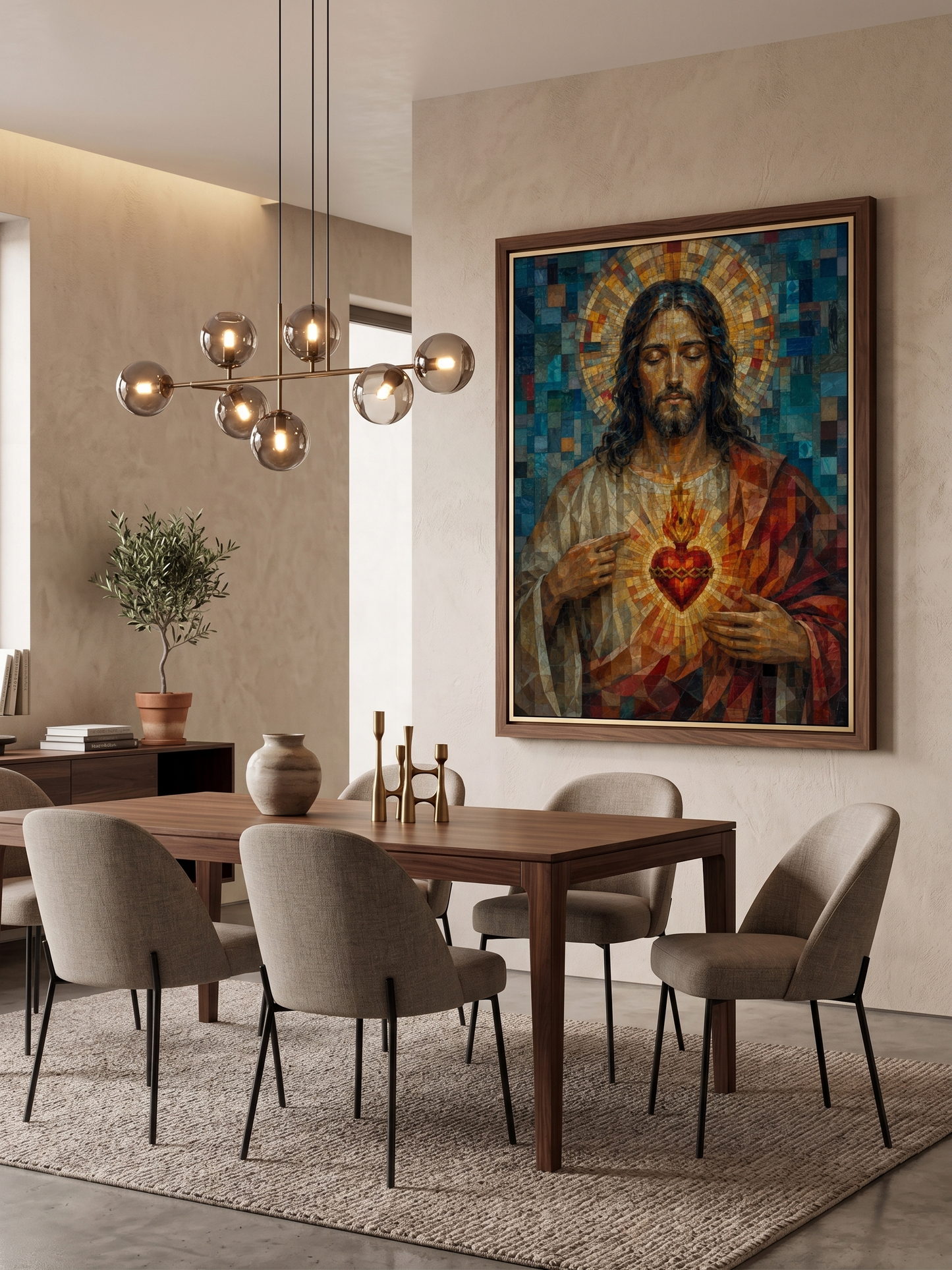 Quadro Sagrado Coração de Jesus em Mosaico