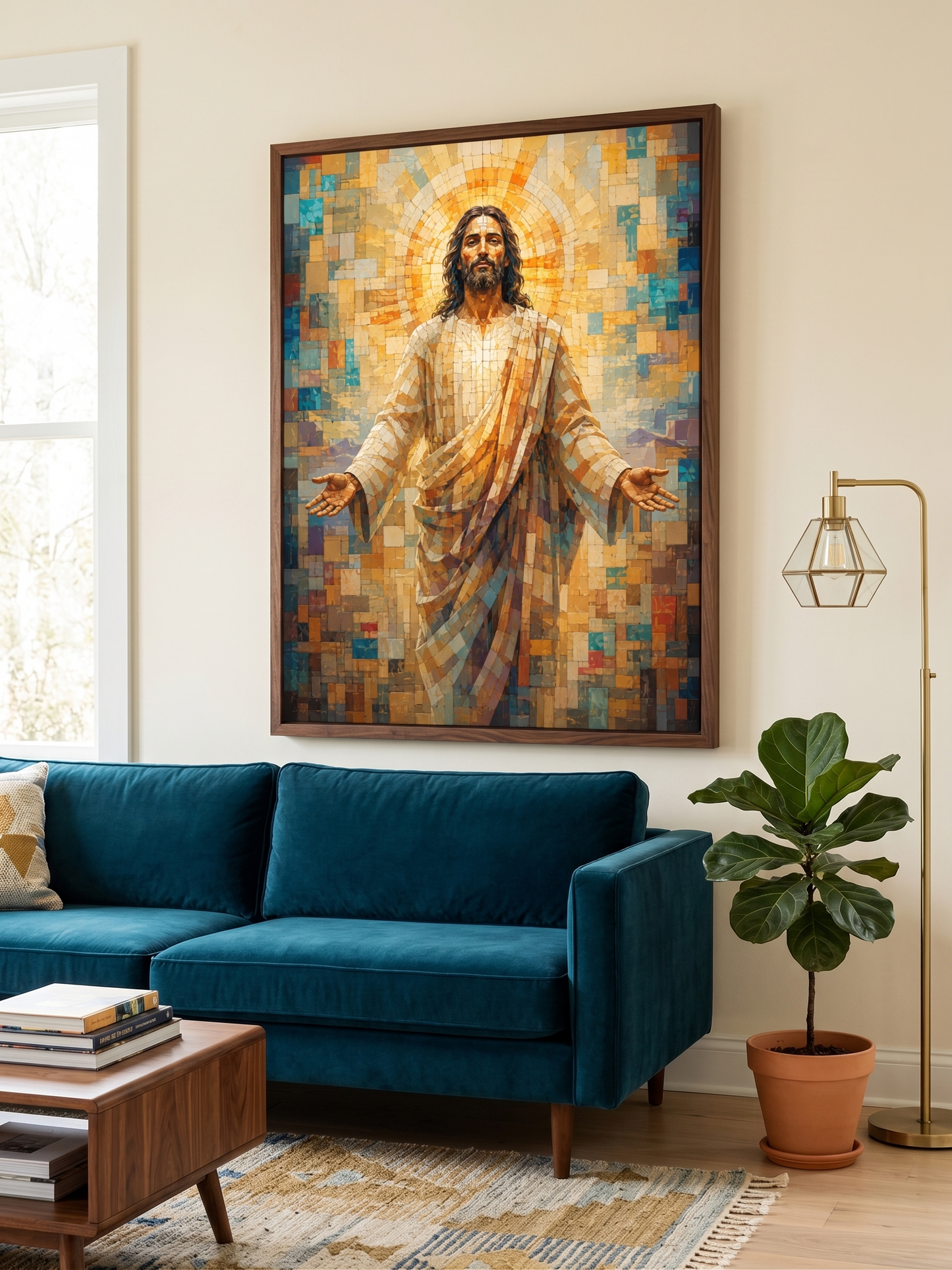 Quadro Cristo de Braços Abertos em Mosaico