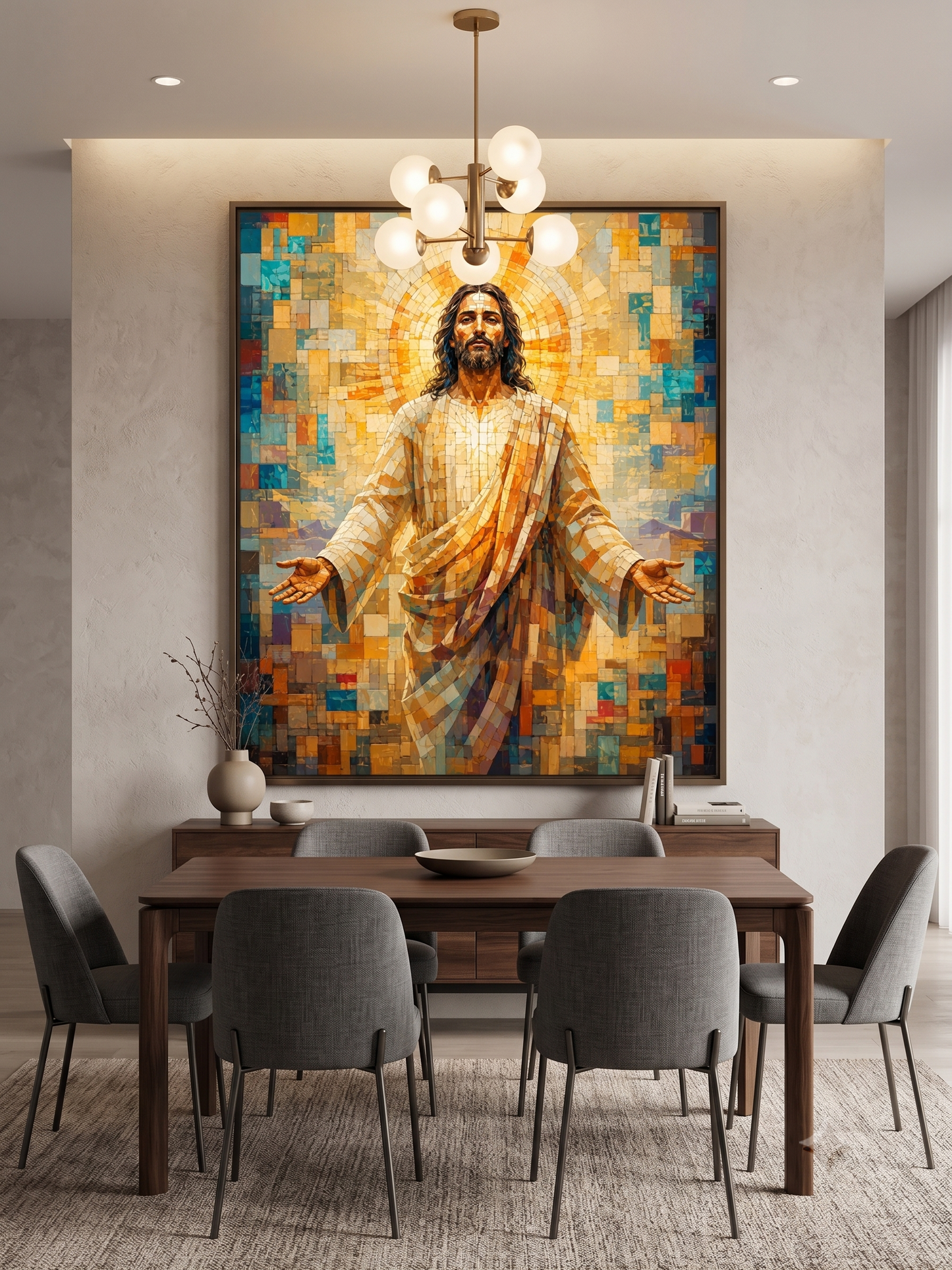 Quadro Cristo de Braços Abertos em Mosaico