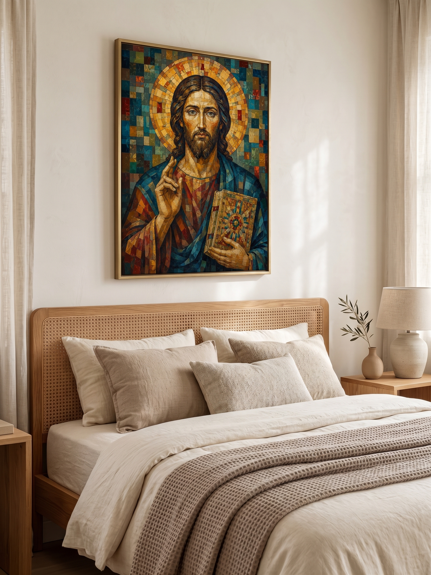Quadro Cristo Pantocrator em Mosaico