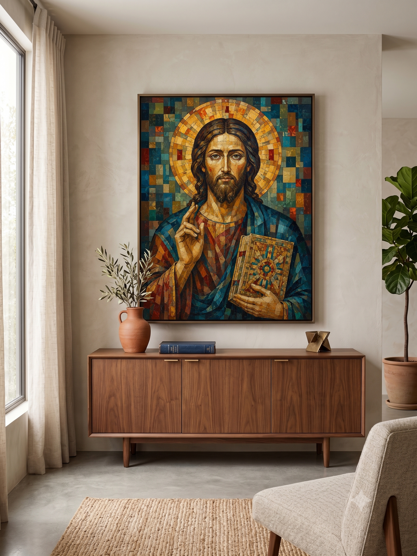 Quadro Cristo Pantocrator em Mosaico