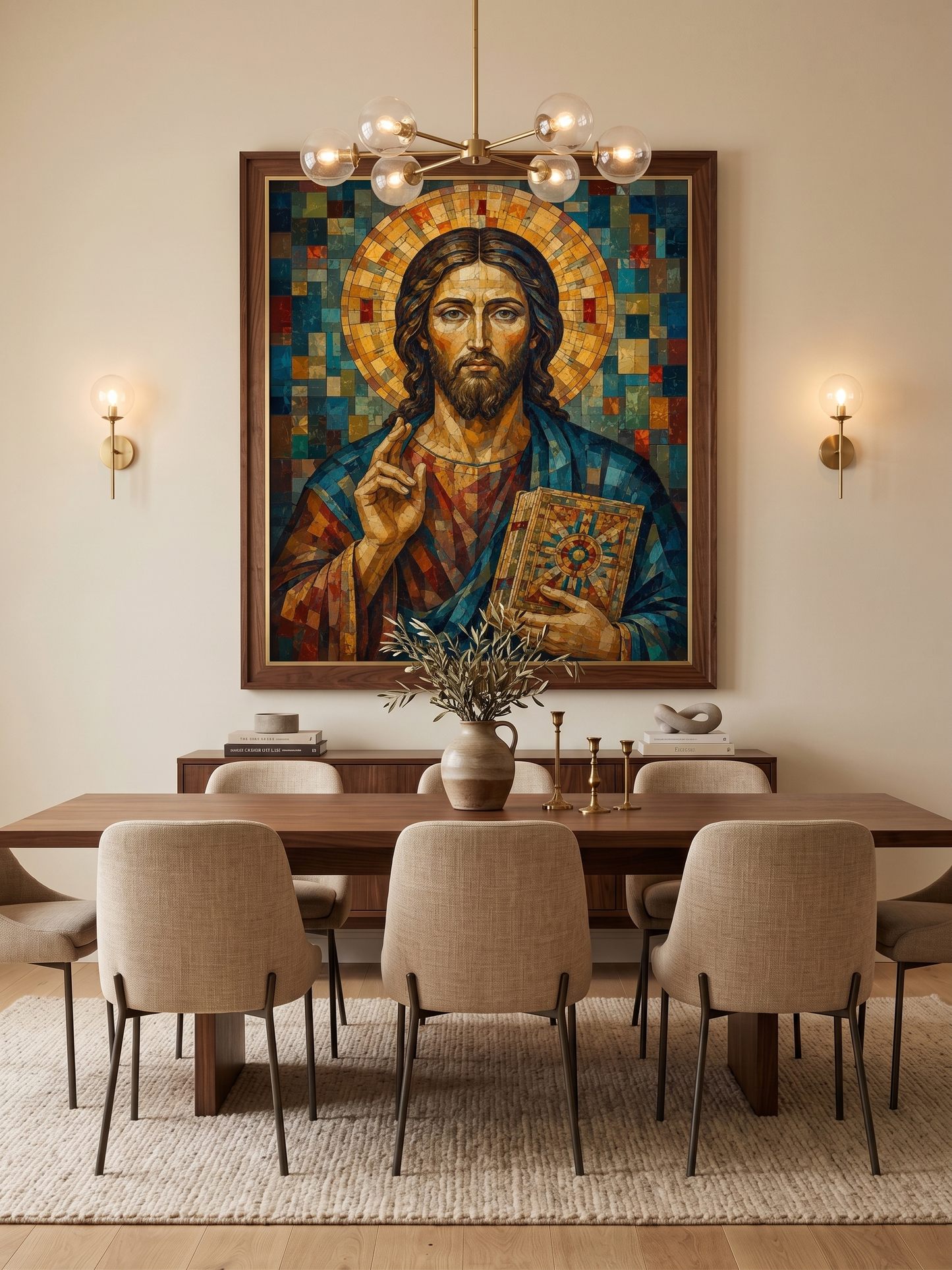 Quadro Cristo Pantocrator em Mosaico